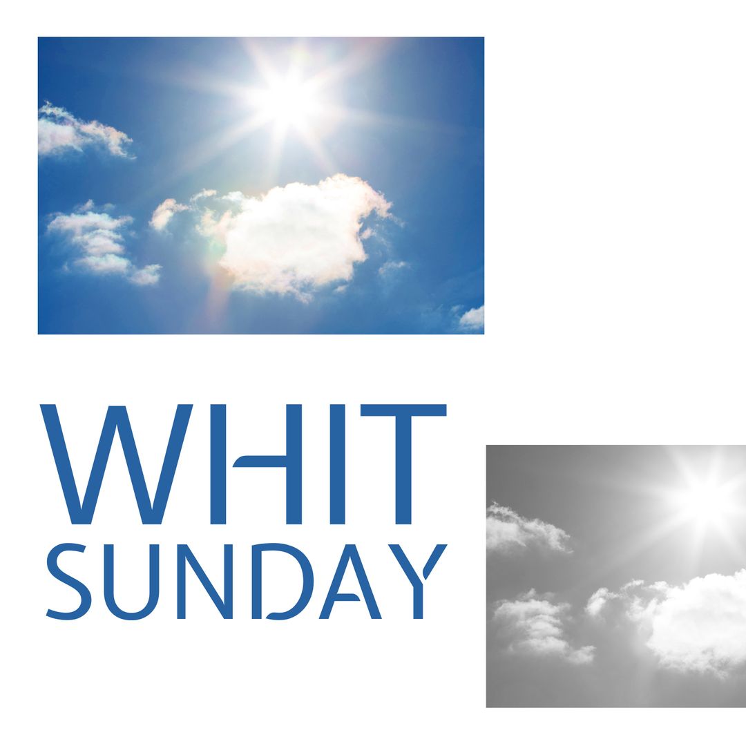 Whit Sunday Text Overlays on Sky with Clouds and Sunshine - Download Free Stock Templates Pikwizard.com