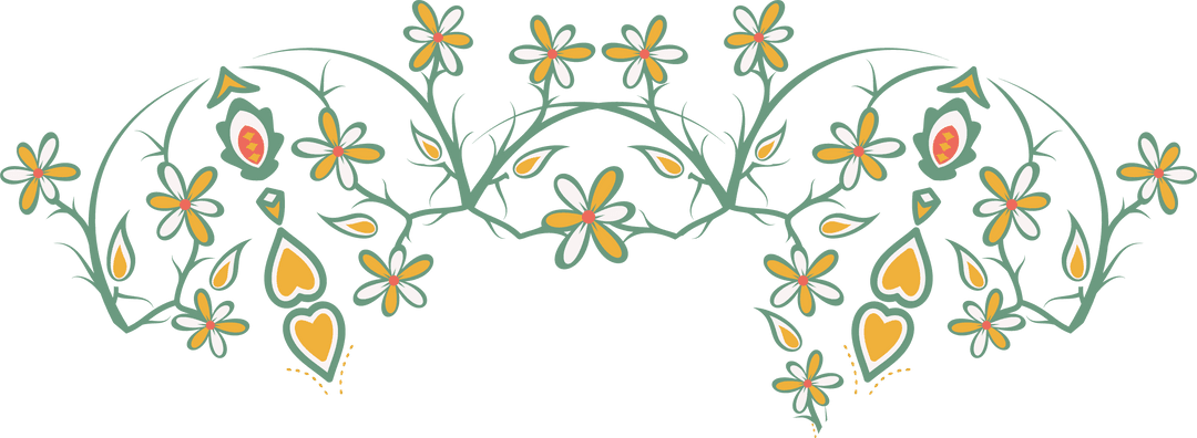 Ornamental Green Vine Arch Decor with Daisies on Transparent Background