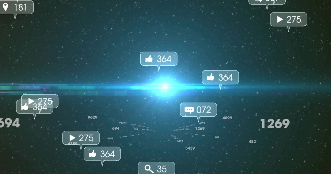 Futuristic Digital Interaction Concept with Social Media Metrics