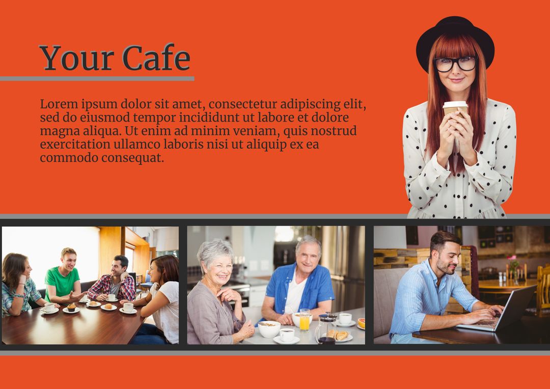 Stylish Cafe Banner with Diverse Community Gathering