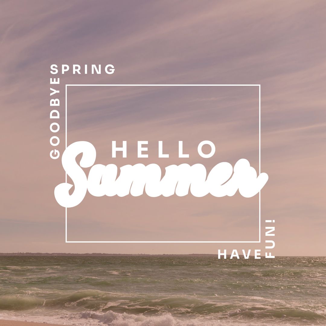Hello Summer Text with Seascape Background