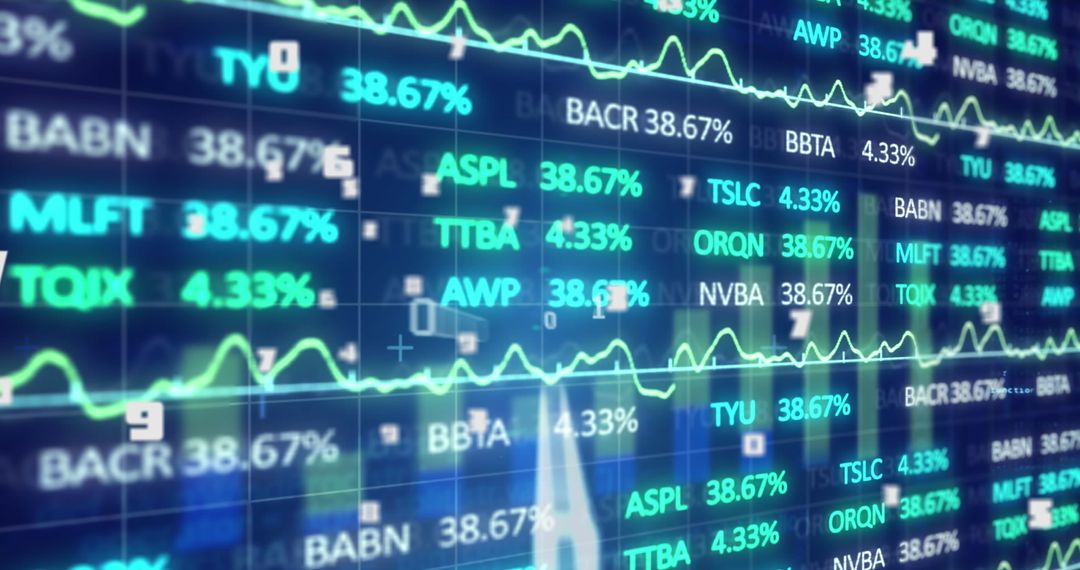 Dynamic Stock Market Ticker Displaying Financial Data Fluctuations