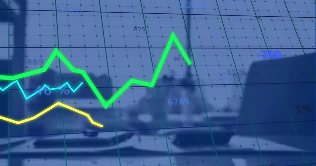 Abstract Financial Graph Displayed on Office Monitor