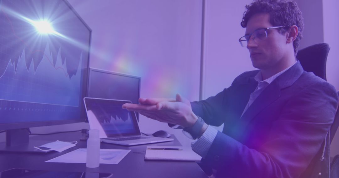 Businessman Applying Sanitizer, Hygiene Precaution in Modern Office