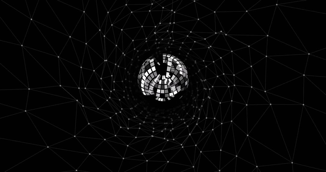 Digital Globe with Network Lines in Dark Background