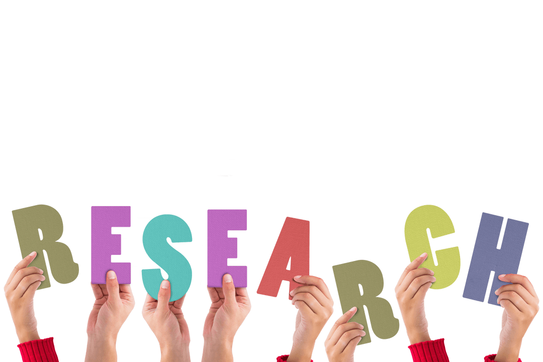 Diverse Hands Holding Research Letters Transparent Background