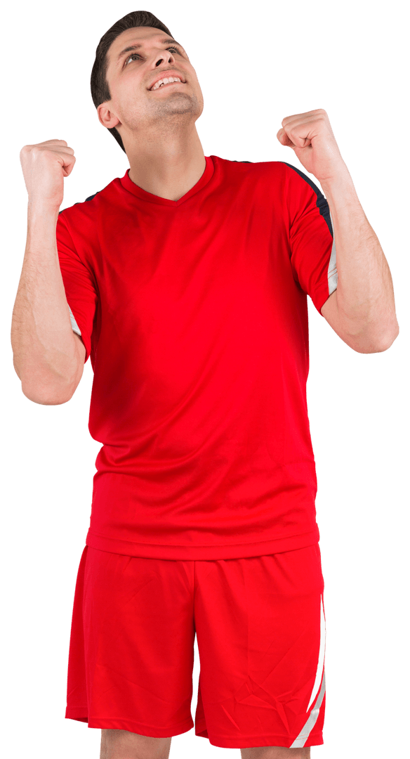 Transparent Excited Football Player Cheering Victory