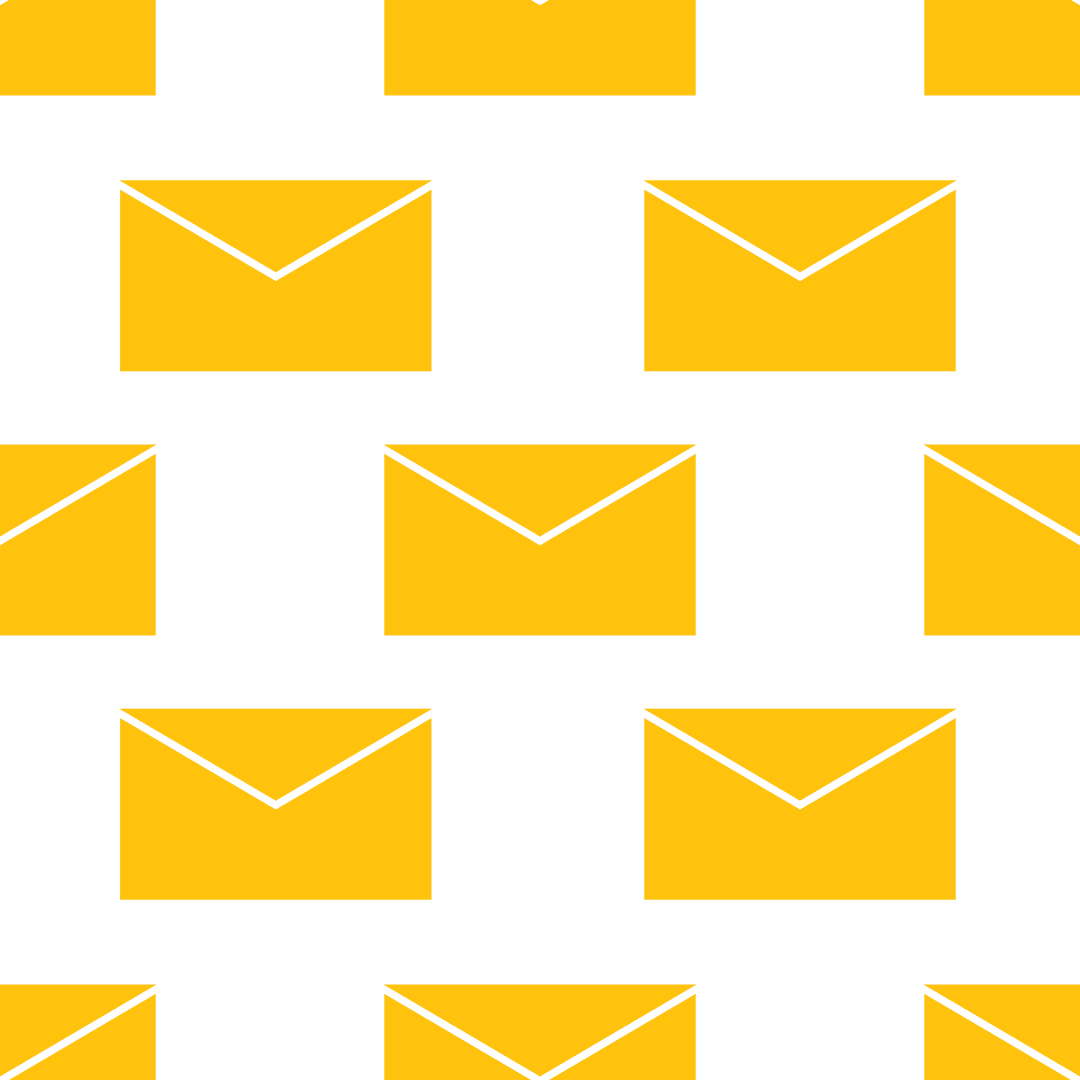 Yellow Envelopes Seamless Pattern on Transparent Background