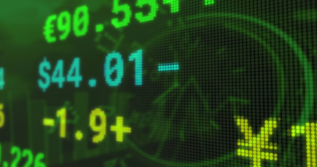 Global Stock Market Ticker Over Implied Clock