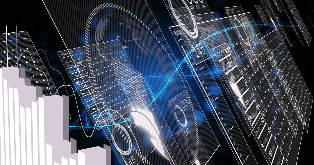 Futuristic Dashboard with Globes and Graphs for Data Analytics