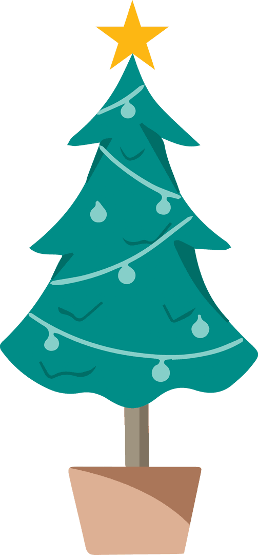 Festive Christmas Tree Transparent with Star