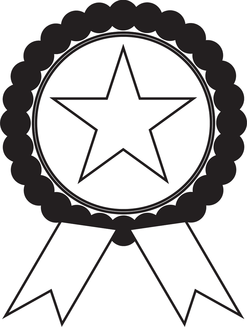 Transparent Award Ribbon Illustration with Star Design
