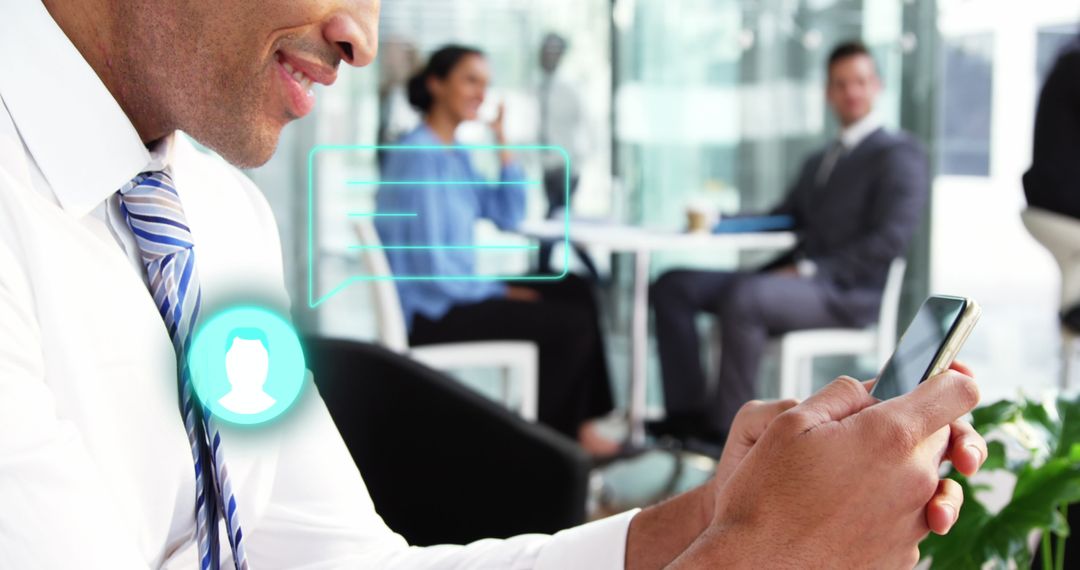 Businessman Engaging with Digital Communication on Smartphone