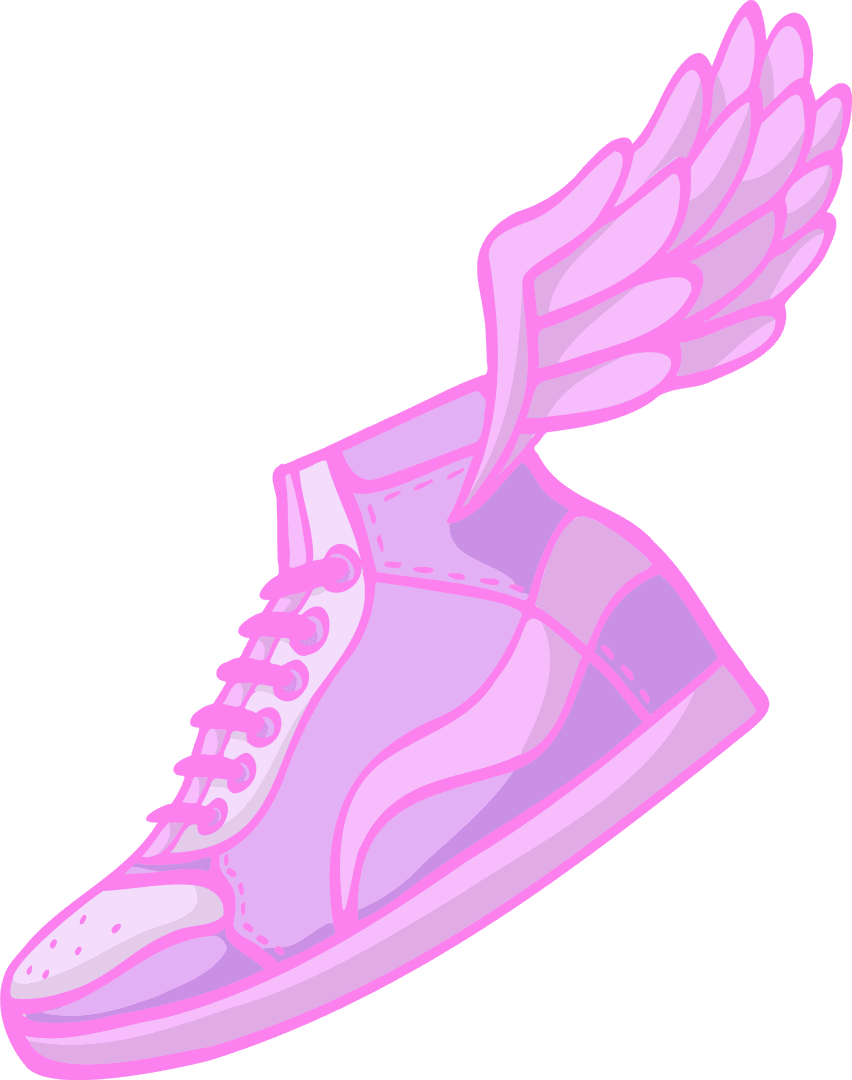 Transparent Winged Sneaker With High-top Design in Flat Illustration