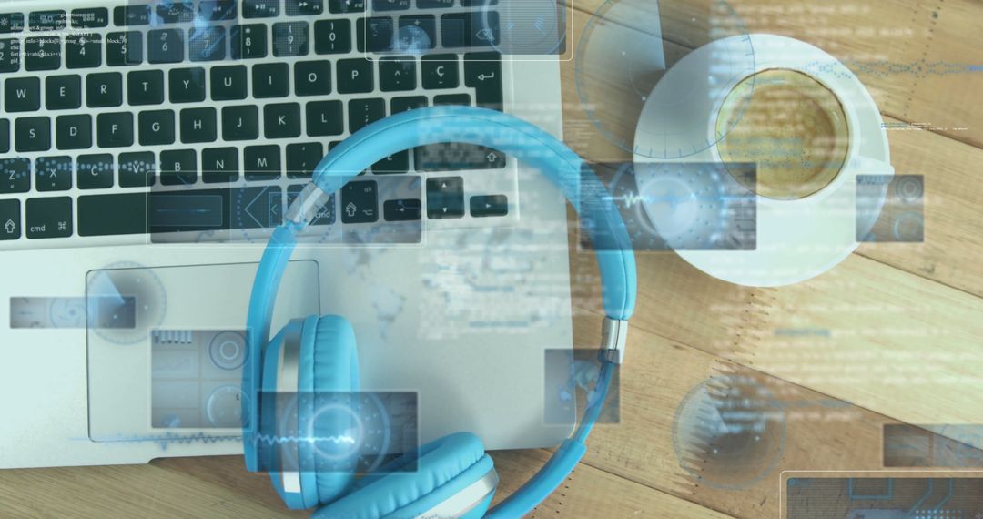 Digital Interaction with Laptop in Coffee Shop Ambiance