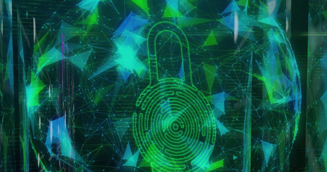 Digital Padlock on Abstract Geometric Background