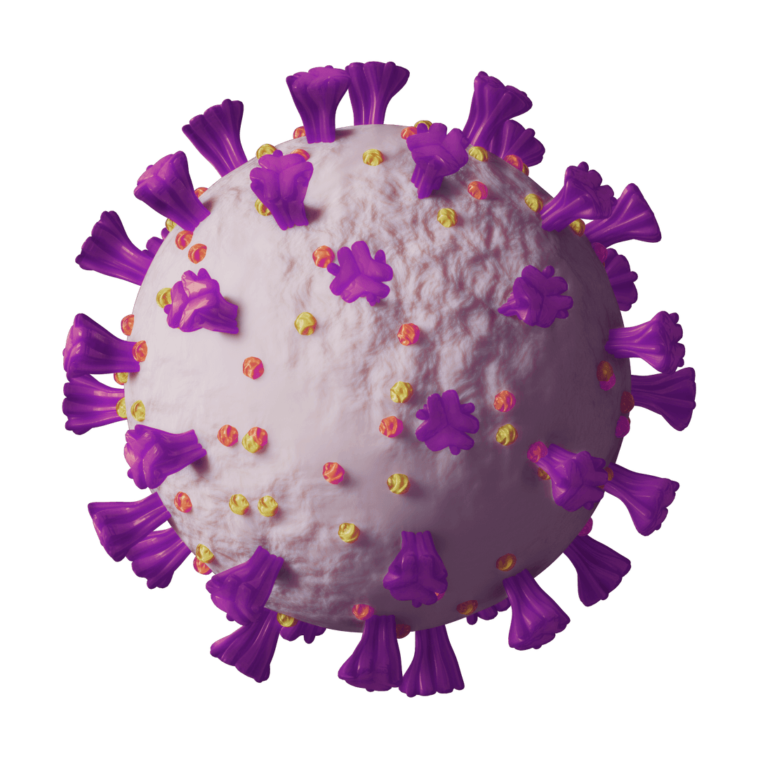 3D COVID-19 Virus Illustration on Transparent Background