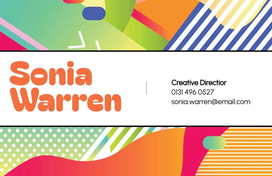 Vibrant Business Card Design with Bold Colors and Creative Patterns - Download Free Stock Templates Pikwizard.com