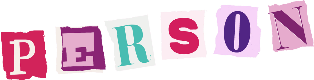 Flat Typography PERSON Collage on Transparent Background