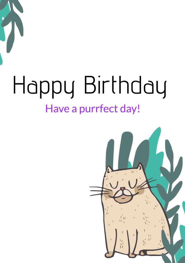 Whimsical Cat Illustration for Birthday Greeting - Download Free Stock Templates Pikwizard.com