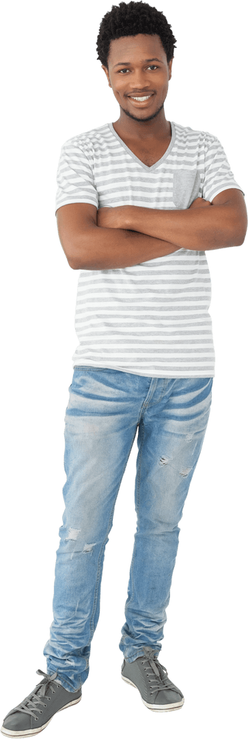 Confident Young Man with Crossed Arms on Transparent Background