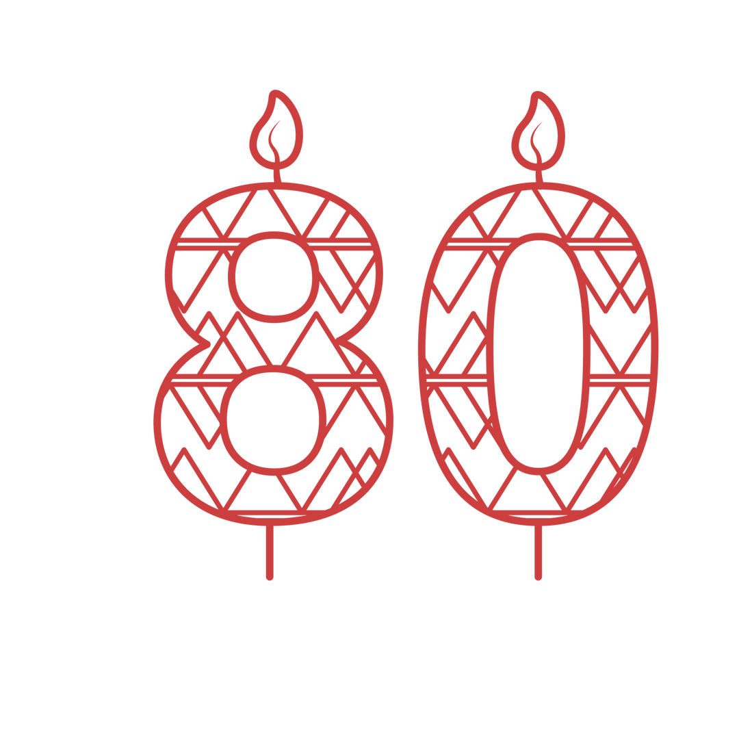 Red Number 80 Birthday Candle Illustration on Transparent Background - Download Free Stock Images Pikwizard.com