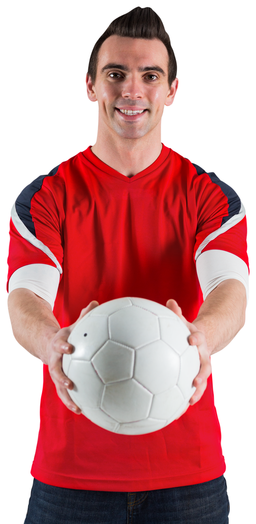 Smiling Male Soccer Fan Holding Football in Transparent Background - Download Free Stock Images Pikwizard.com