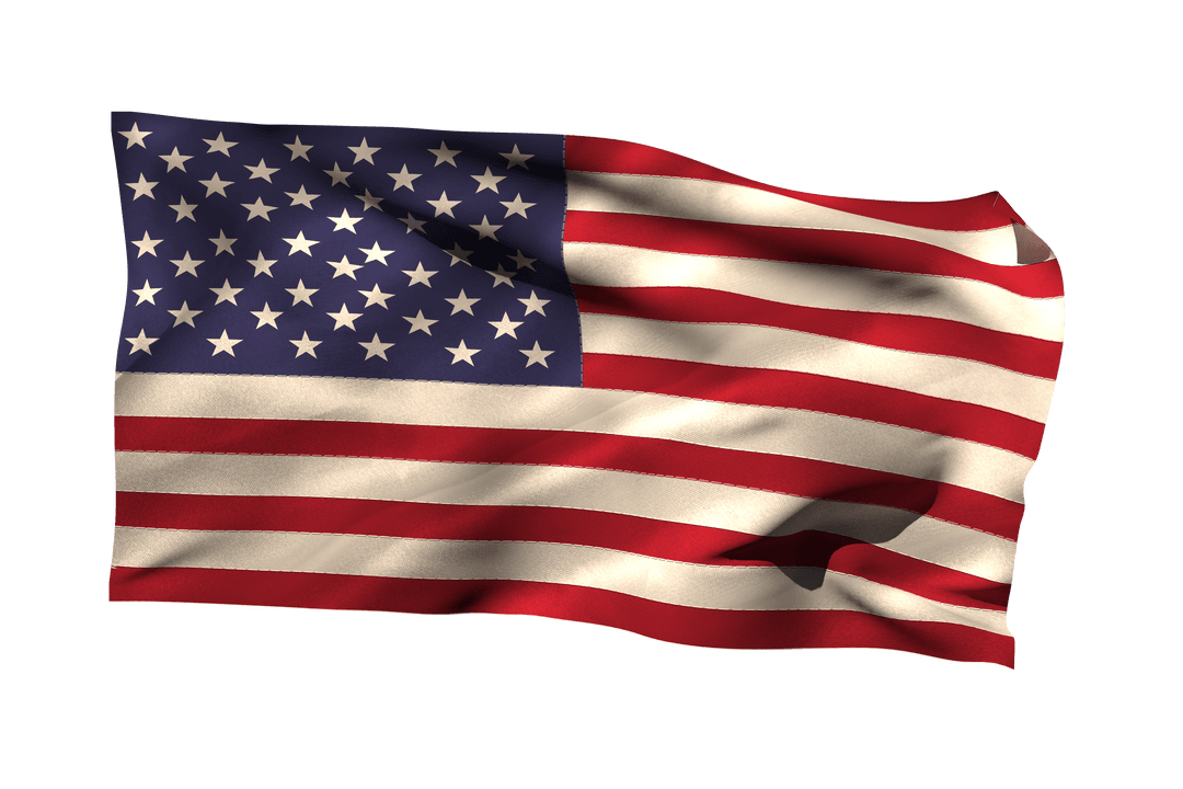 Realistic Transparent American Flag Waving in Wind