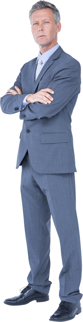 Confident Mature Businessman Standing with Arms Crossed on Transparent Background