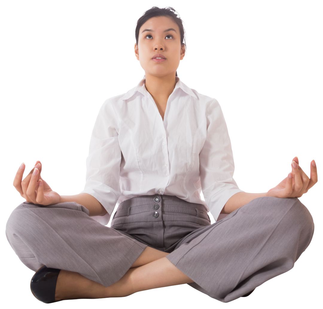 Transparent Businesswoman Sitting Cross-Legged in Lotus Pose - Download Free Stock Images Pikwizard.com