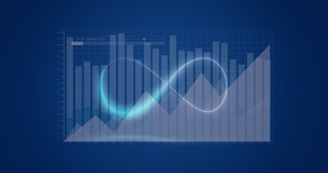 Abstract Financial Data Charts with Glowing Infographic Overlay