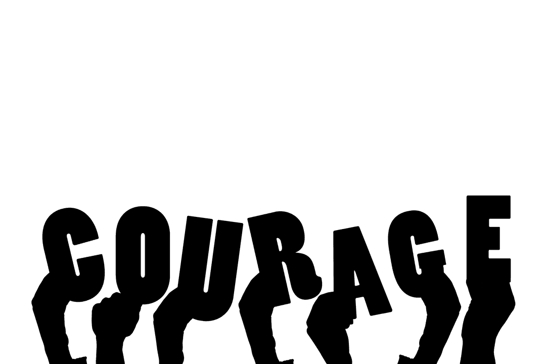 Courage Text with Hands Illustration on Transparent Background