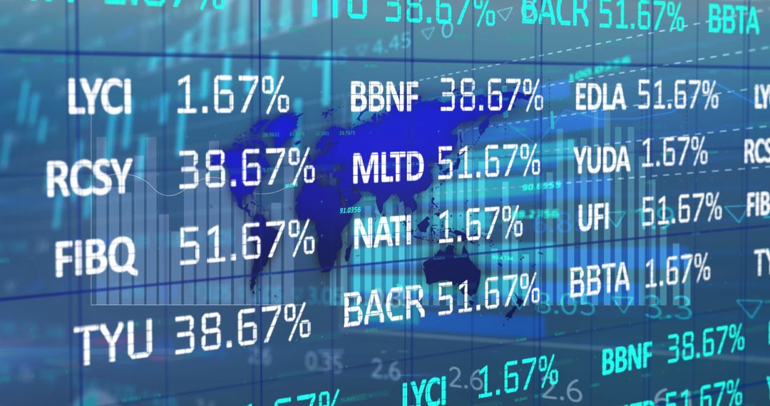 Global Finance Data with Stock Tickers and World Map Interface