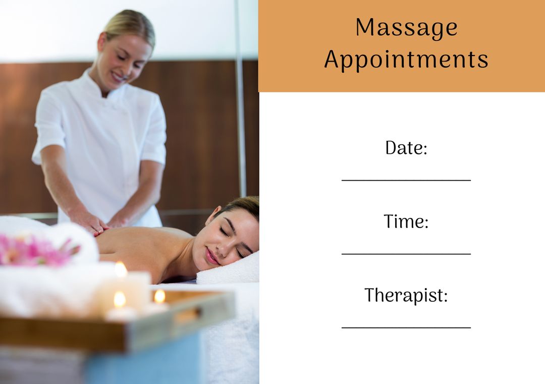 Spa Appointment Card Design with Masseuse and Relaxation Vibes