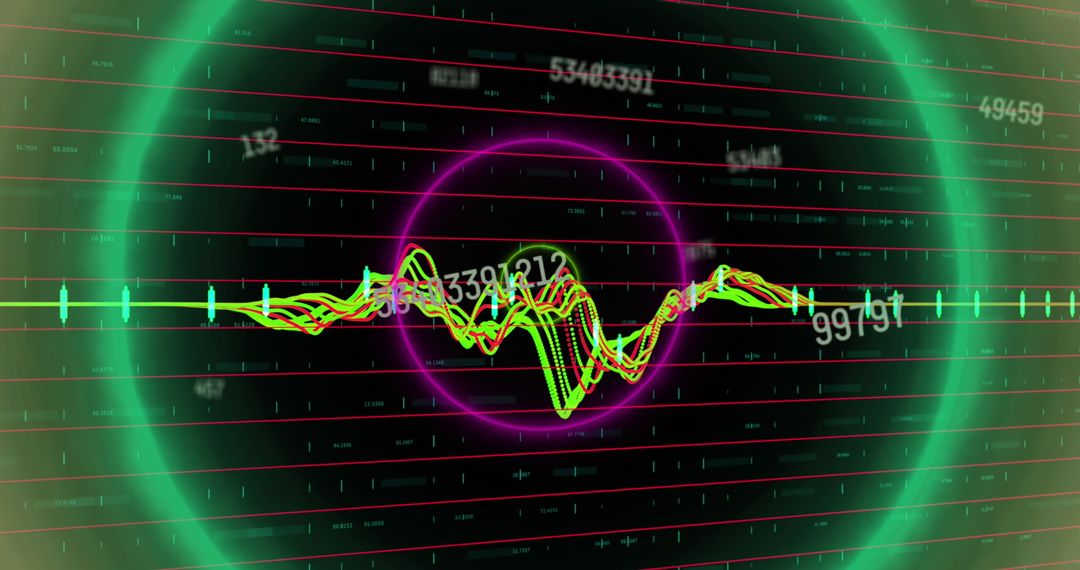 Neon Circular Patterns with Dynamic Data Interface - Free Images, Stock Photos and Pictures on Pikwizard.com
