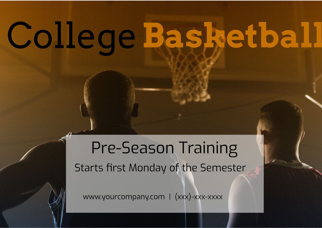 Silhouetted Basketball Players Preparing for College Pre-Season Training - Download Free Stock Templates Pikwizard.com