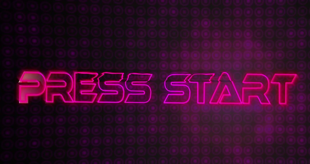 Retro Futuristic Press Start Text with Neon Glowing Effect