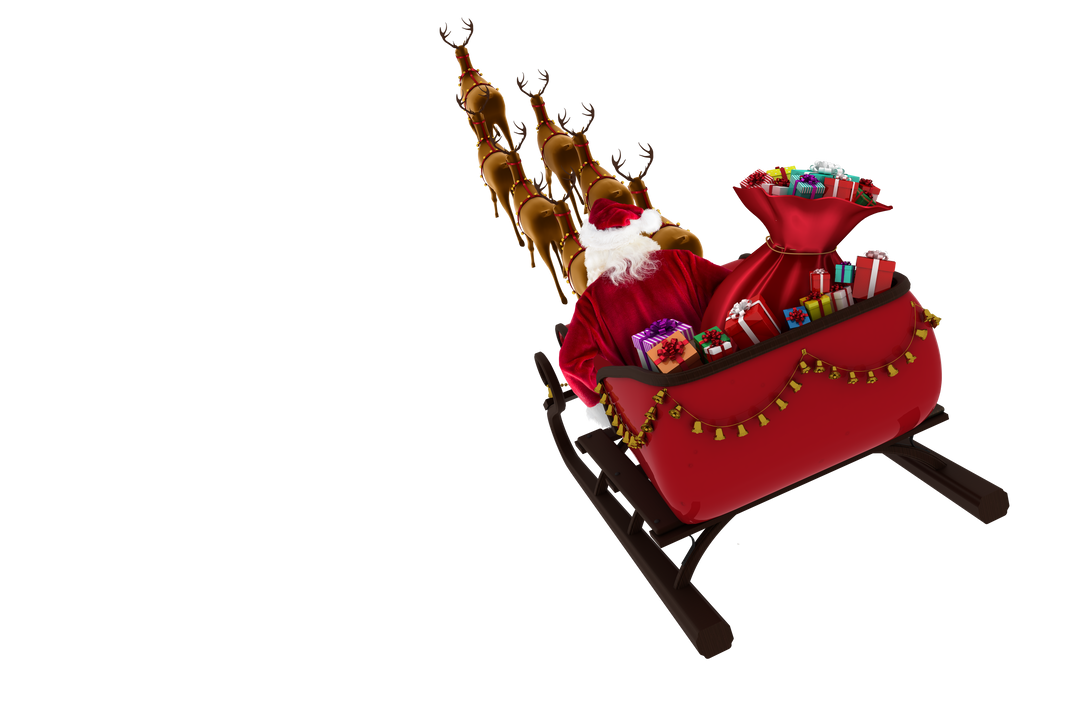 Transparent High Angle View of Santa Claus Riding on Sleigh with Gifts - Download Free Stock Images Pikwizard.com