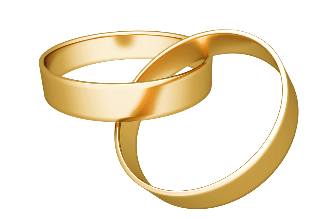 Two Interlocking Transparent Gold Wedding Rings Close-Up
