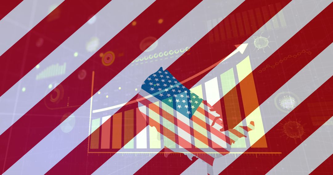 American Economy Concept with Flag and Graphs