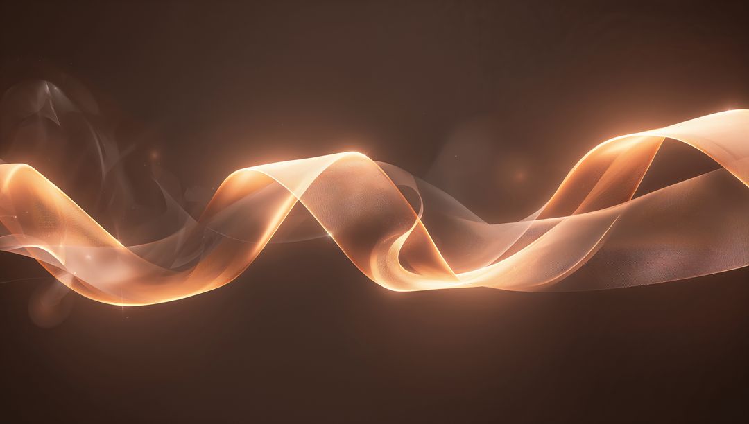 Glowing Gold Ribbon Flowing Across Dark Canvas, Ethereal Luminous Wave with Bokeh Glow