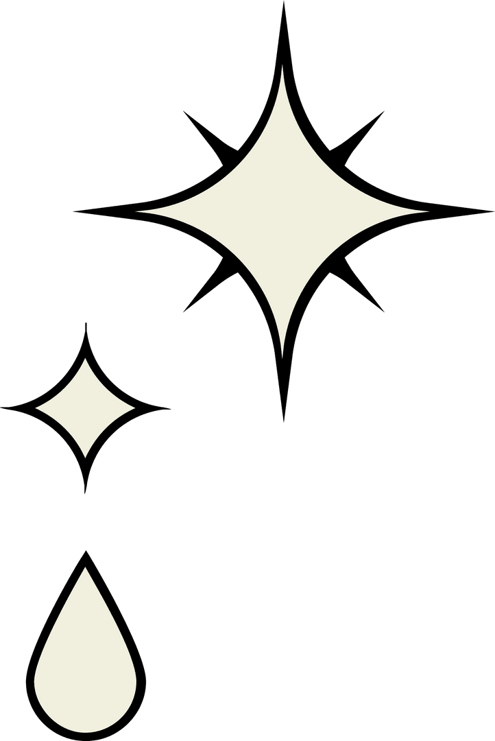 Elegant Cream Stars and Droplet on Transparent Background