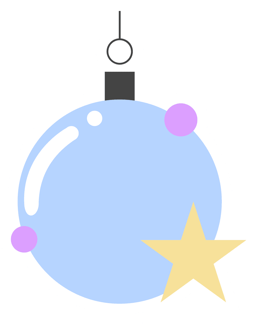 Transparent Holiday Ornament with Star Accent on Smooth Background