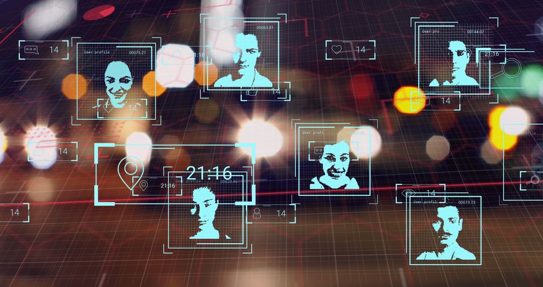 Social Media Profile Icons with Data Integration Concept