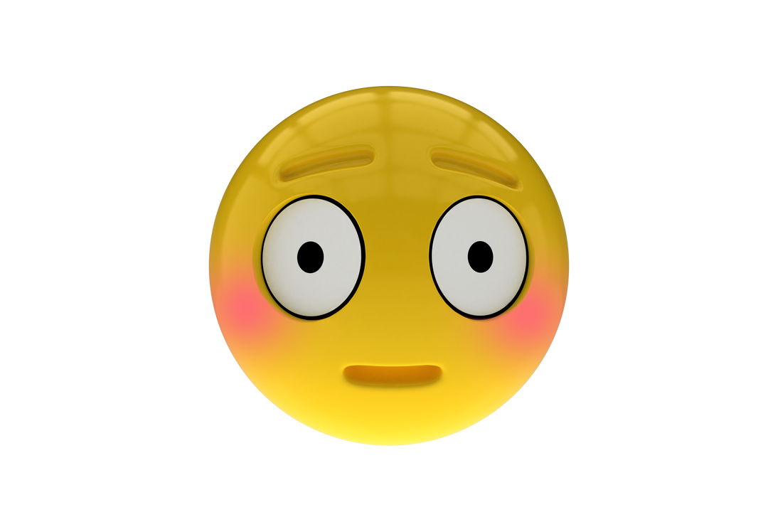 3D Transparent Surprised Emoji Face with Blushing Cheeks - Download Free Stock Images Pikwizard.com