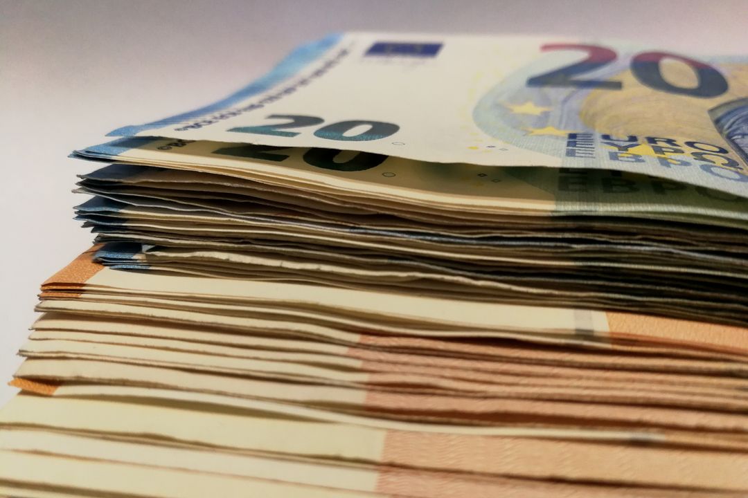 Stack of Euro Banknotes in Close-up Perspective