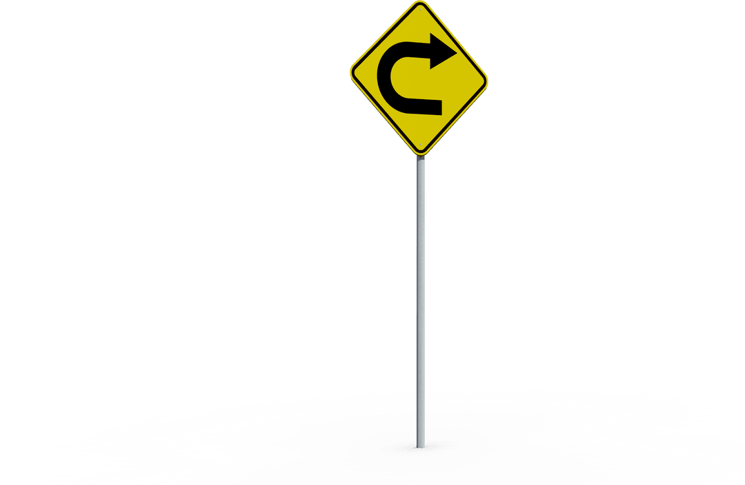 Illustration of U-Turn Traffic Sign on Transparent Background