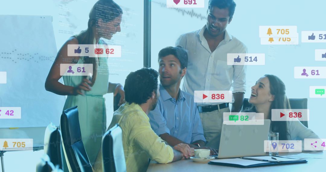 Team of Professionals Engaged in Digital Analytics Collaboration