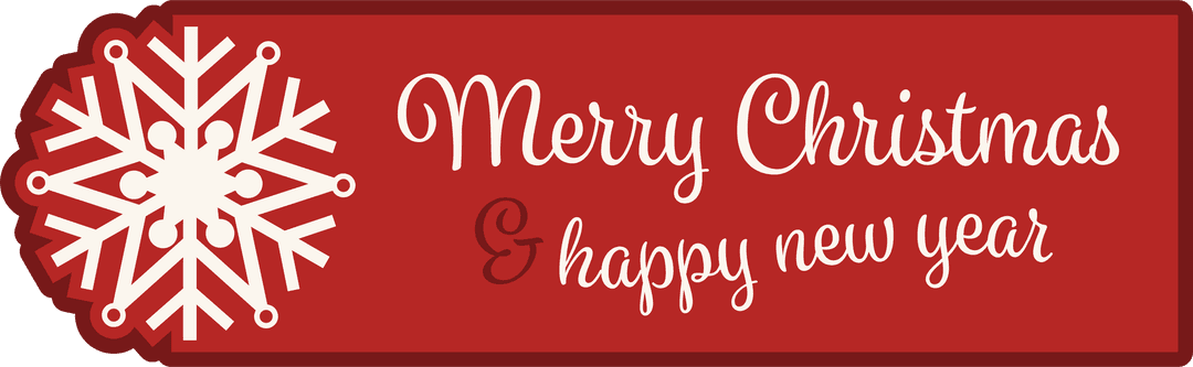 Transparent Merry Christmas and Happy New Year Banner with Snowflake