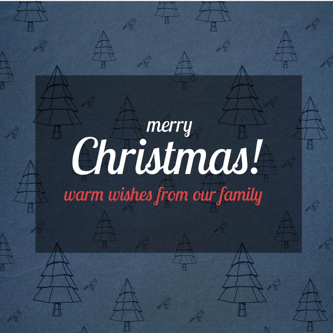 Festive Christmas Card with Snowy Tree Pattern